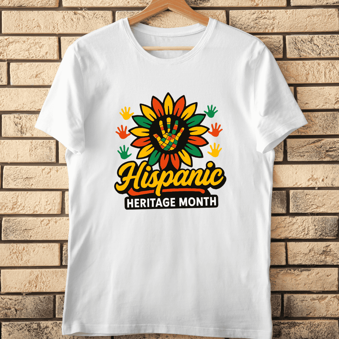 Sunflower Handprint Hispanic Heritage T-Shirt Design cover image.