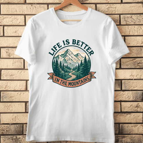 Vintage Mountain Landscape T-Shirt Design cover image.