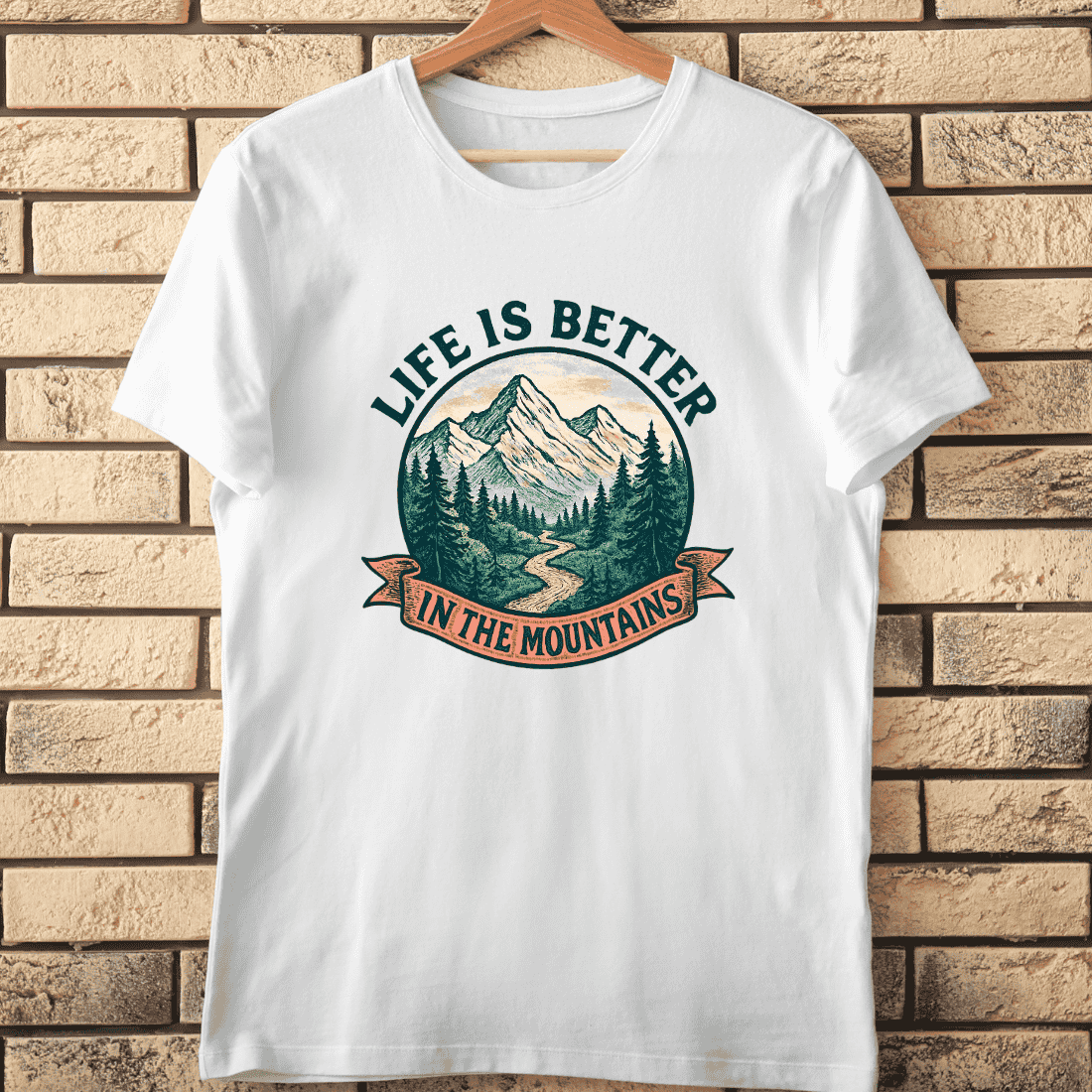 Vintage Mountain Landscape T-Shirt Design cover image.