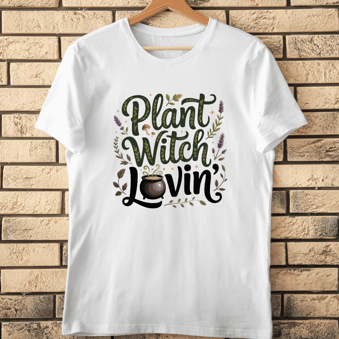 Magical Herb Potion Cauldron T-Shirt Design cover image.