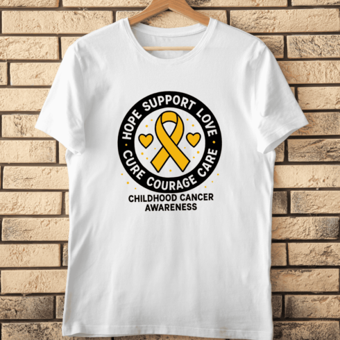 Yellow Ribbon of Courage and Care T-Shirt Design cover image.