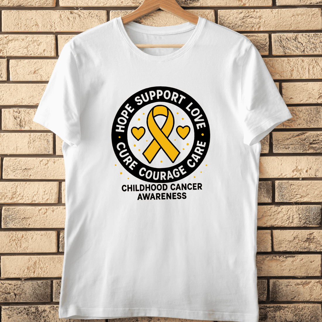 Yellow Ribbon of Courage and Care T-Shirt Design cover image.
