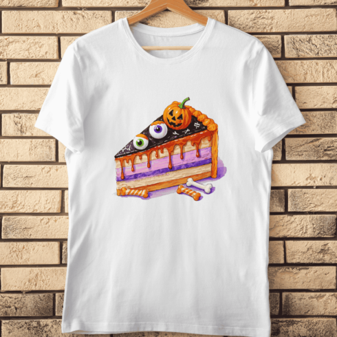 Trick or Treat Cake Slice T-Shirt Design cover image.