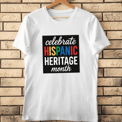 Colorful Hispanic Heritage Month Text T-Shirt Design cover image.
