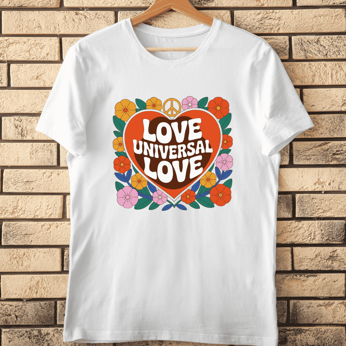 Vintage Hippie Aesthetic Love Typography T-Shirt Design cover image.