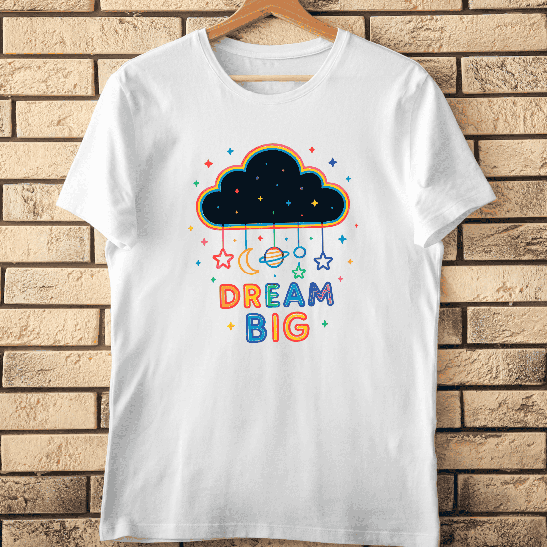 Planets & Stars Hanging T-Shirt Design cover image.