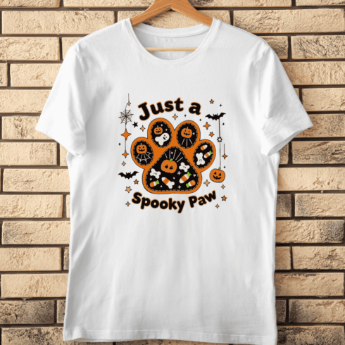 Just a Spooky Paw PNG T-Shirt Design cover image.