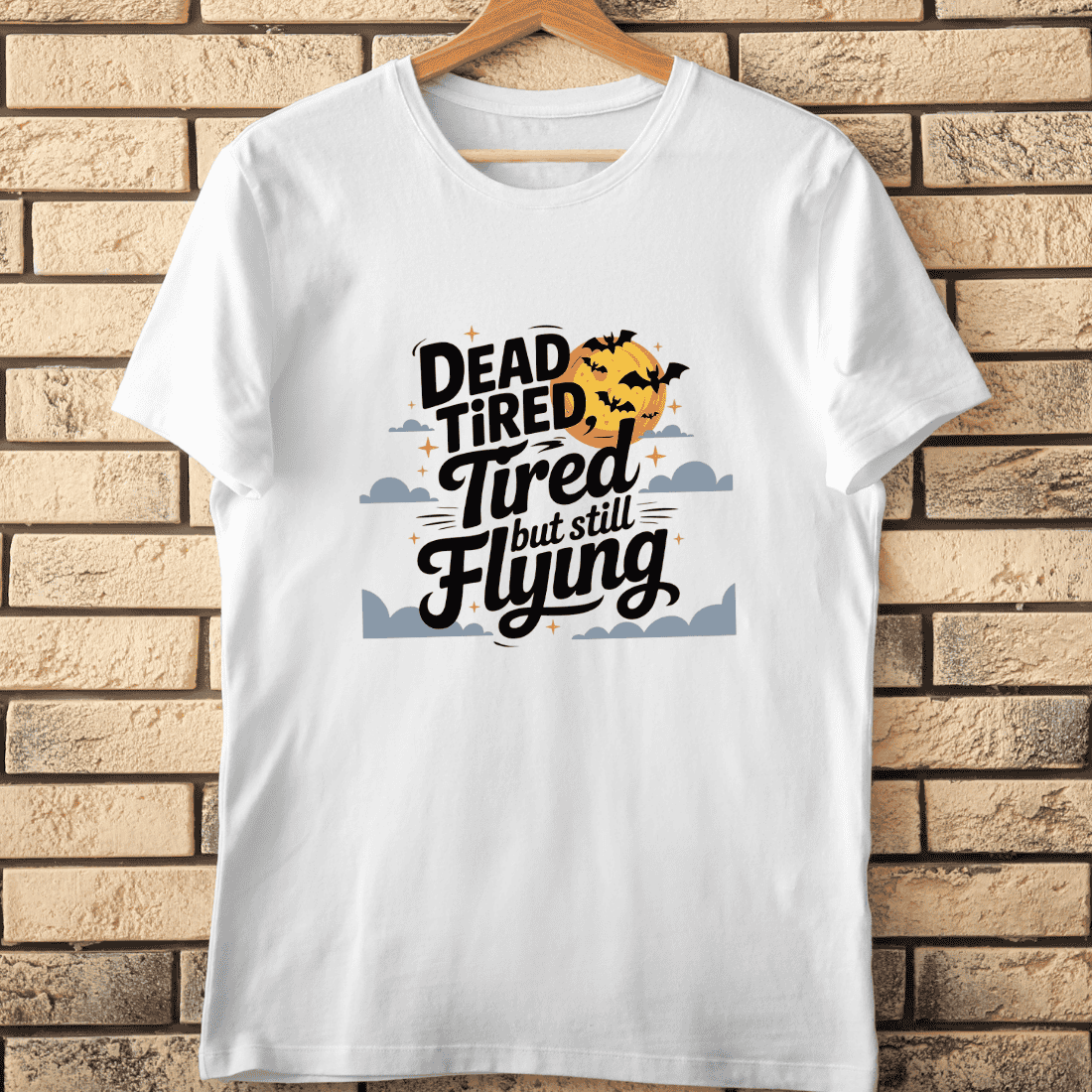 Night Sky Crescent Moon Bats T-Shirt Design cover image.