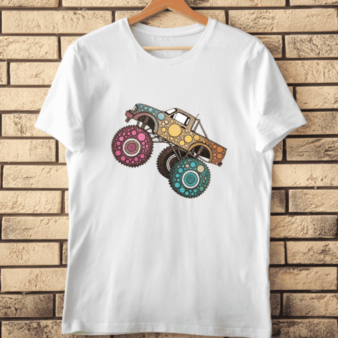 Colorful Dots Monster Truck T-Shirt Design cover image.