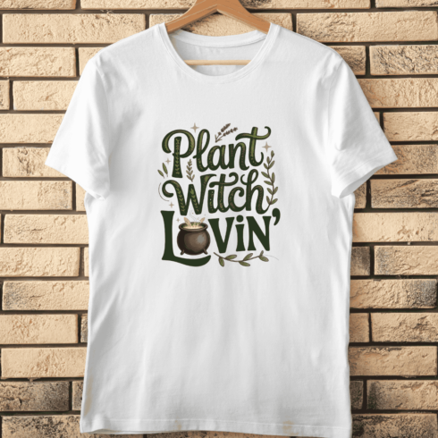 Witchy Garden Plant Lover T-Shirt Design cover image.
