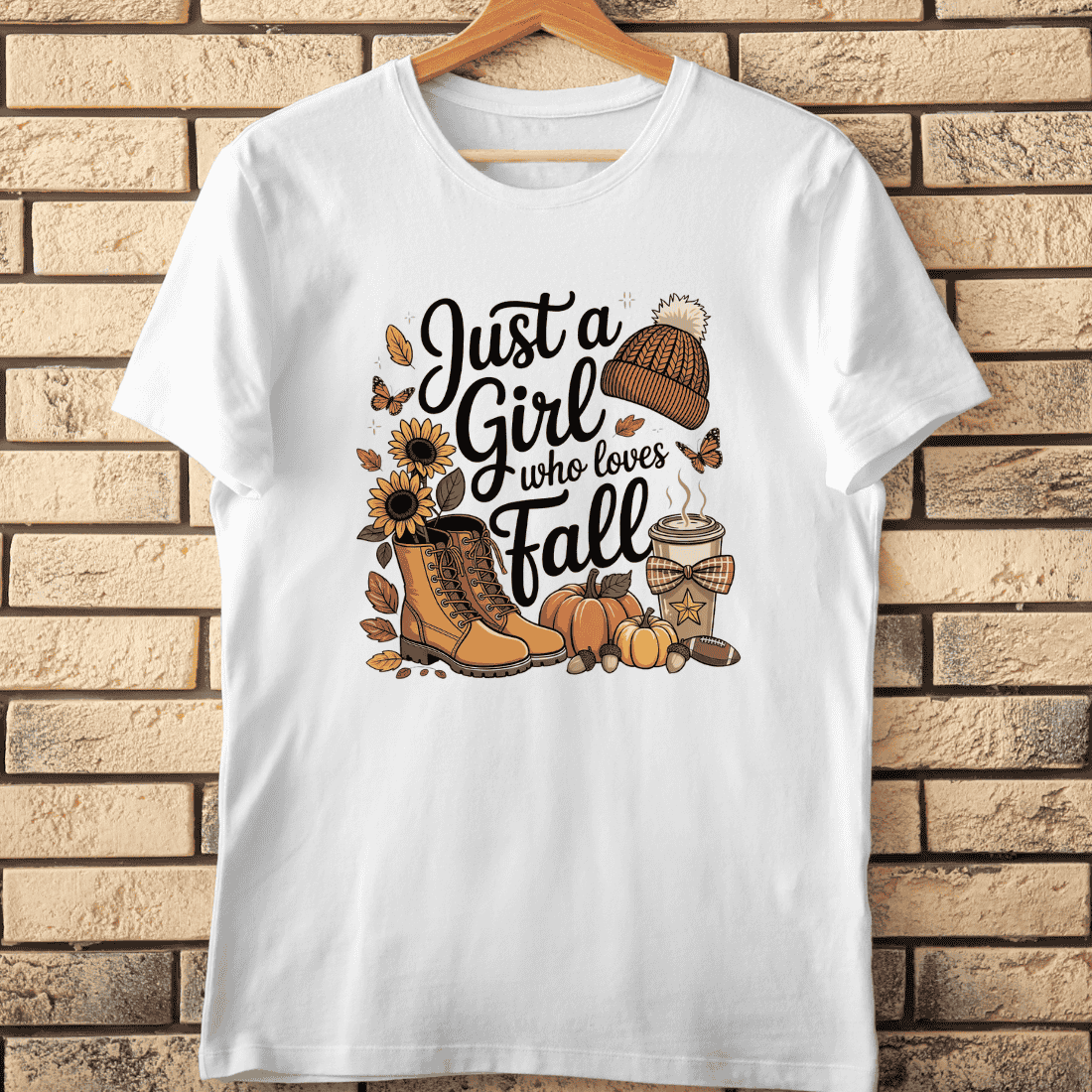 Just a Girl Who Loves Fall PNG T-Shirt Design cover image.