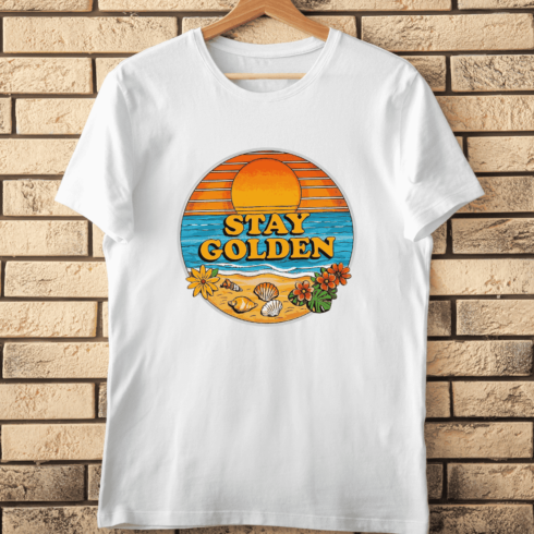 Stay Golden Summer Vibes T-Shirt Design cover image.