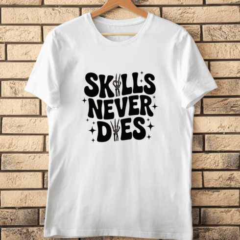 Skeleton Hand Learning Motivation T-Shirt Design cover image.