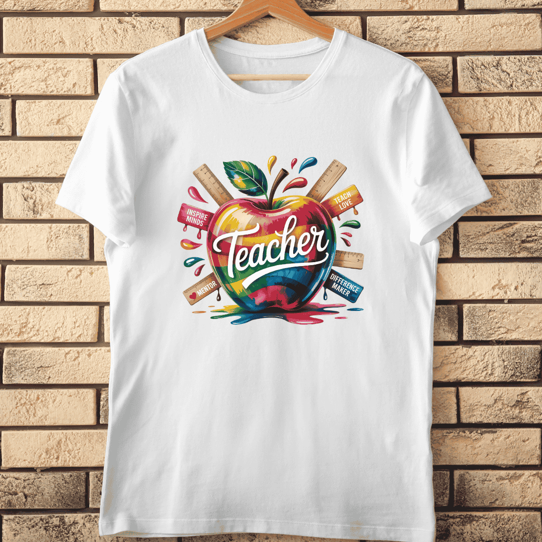 Teacher Appreciation Rainbow Apple T-Shirt Design cover image.