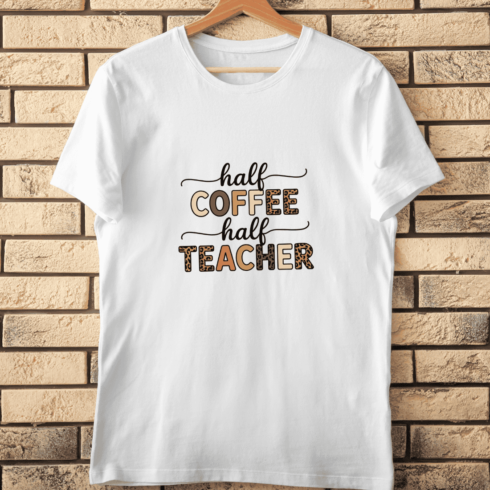 Coffee and Teacher Life Leopard Print T-Shirt Design cover image.
