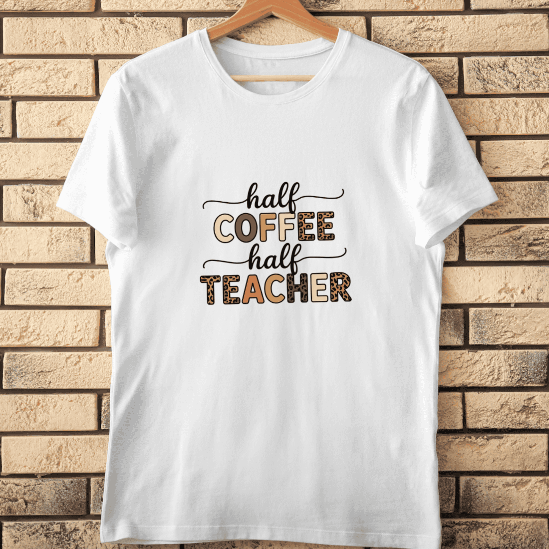 Coffee and Teacher Life Leopard Print T-Shirt Design cover image.