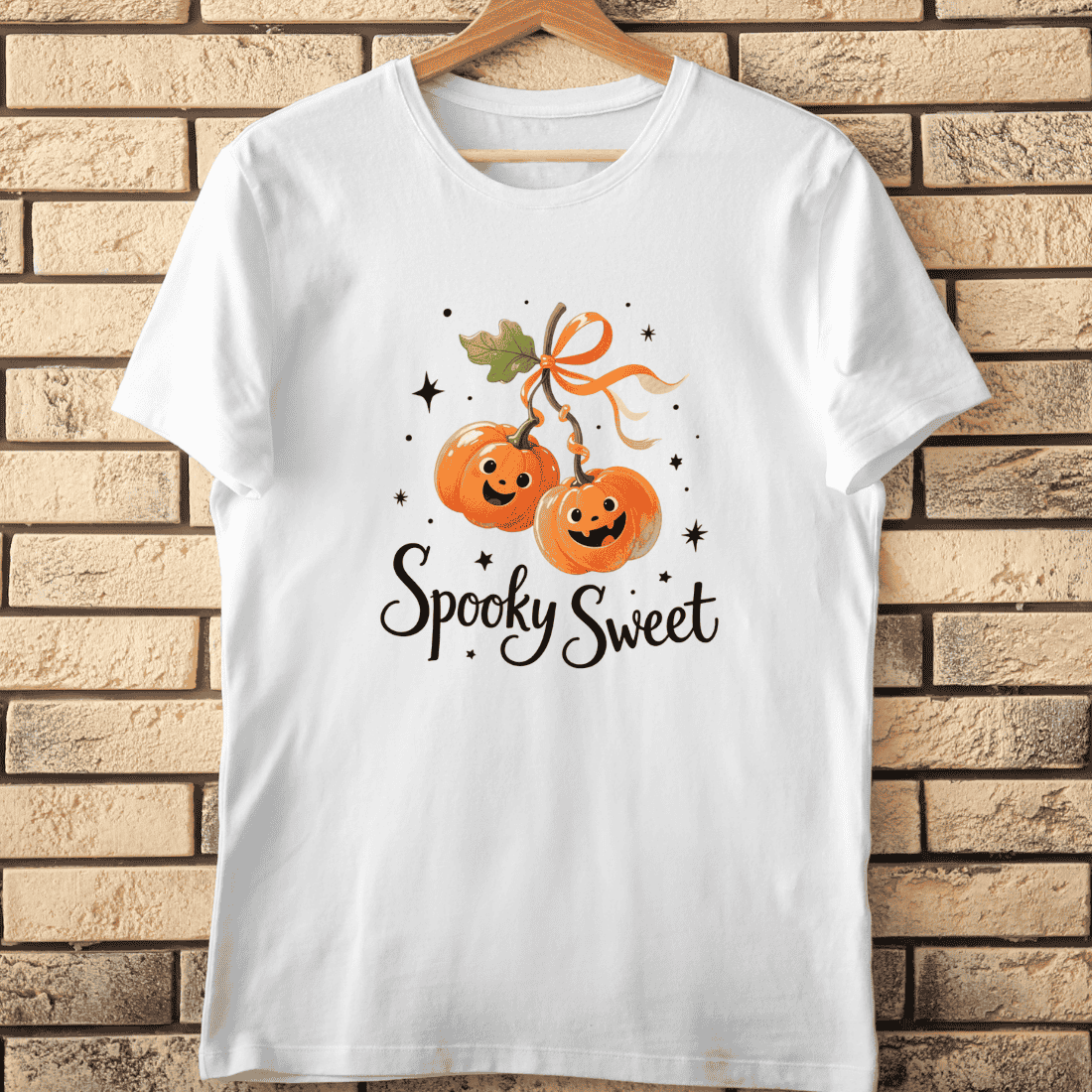 Spooky Sweet Halloween Pumpkin T-Shirt Design cover image.