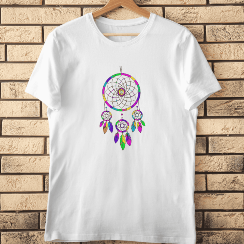 Vibrant Native American Dream Catcher T-Shirt Design cover image.
