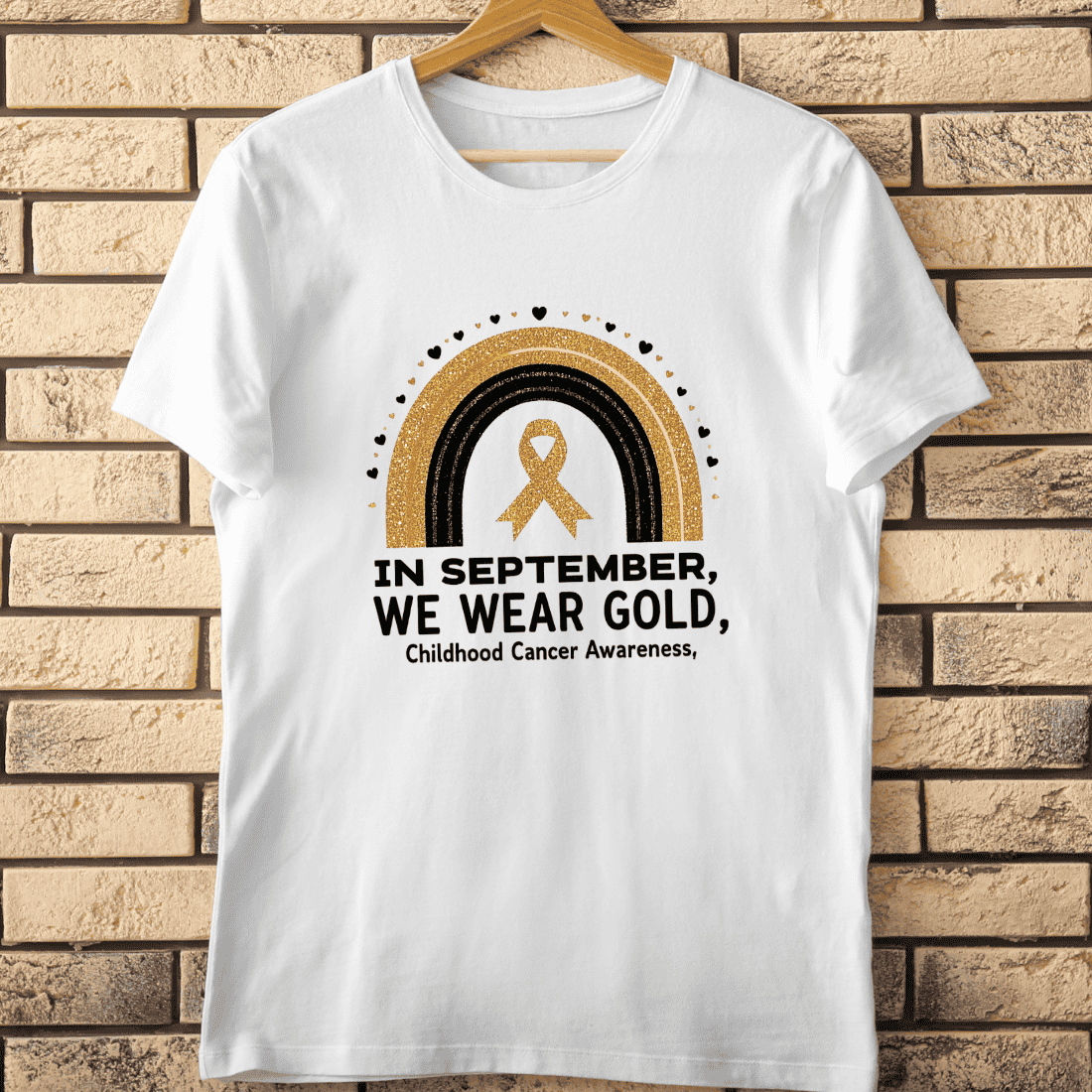 Childhood Cancer Awareness Gold Ribbon September T-Shirt Design cover image.