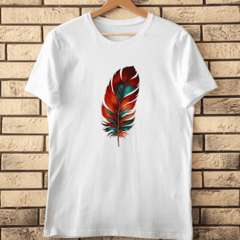 Brightly Painted Feather T-Shirt Design cover image.