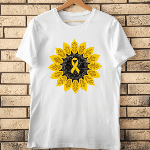 Childhood Cancer Awareness Sunflower T-Shirt Design cover image.