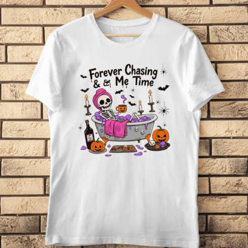 Skeleton Self-Care T-Shirt Design cover image.