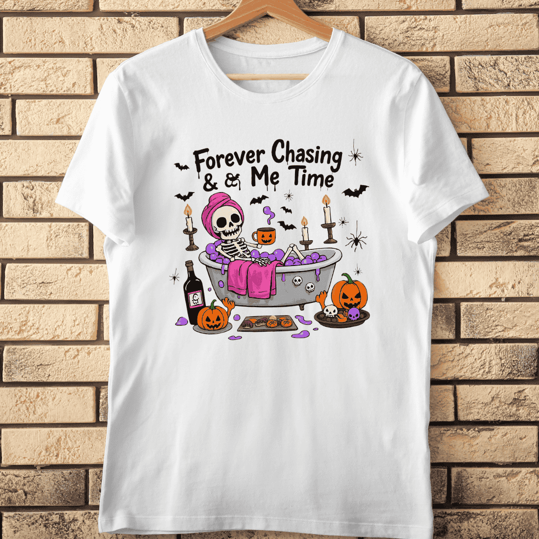 Skeleton Self-Care T-Shirt Design cover image.