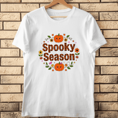 Autumn Spooky Season T-Shirt Design cover image.