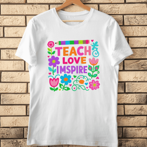 Teach Love Inspire Classroom T-Shirt Design cover image.