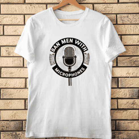 Retro Microphone Ban Men T-Shirt Design cover image.