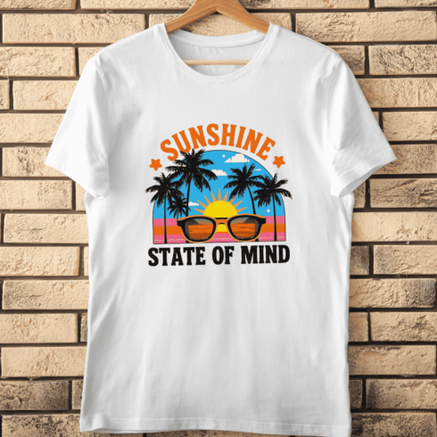 Vintage Sunglasses and Palm Trees T-Shirt Design cover image.