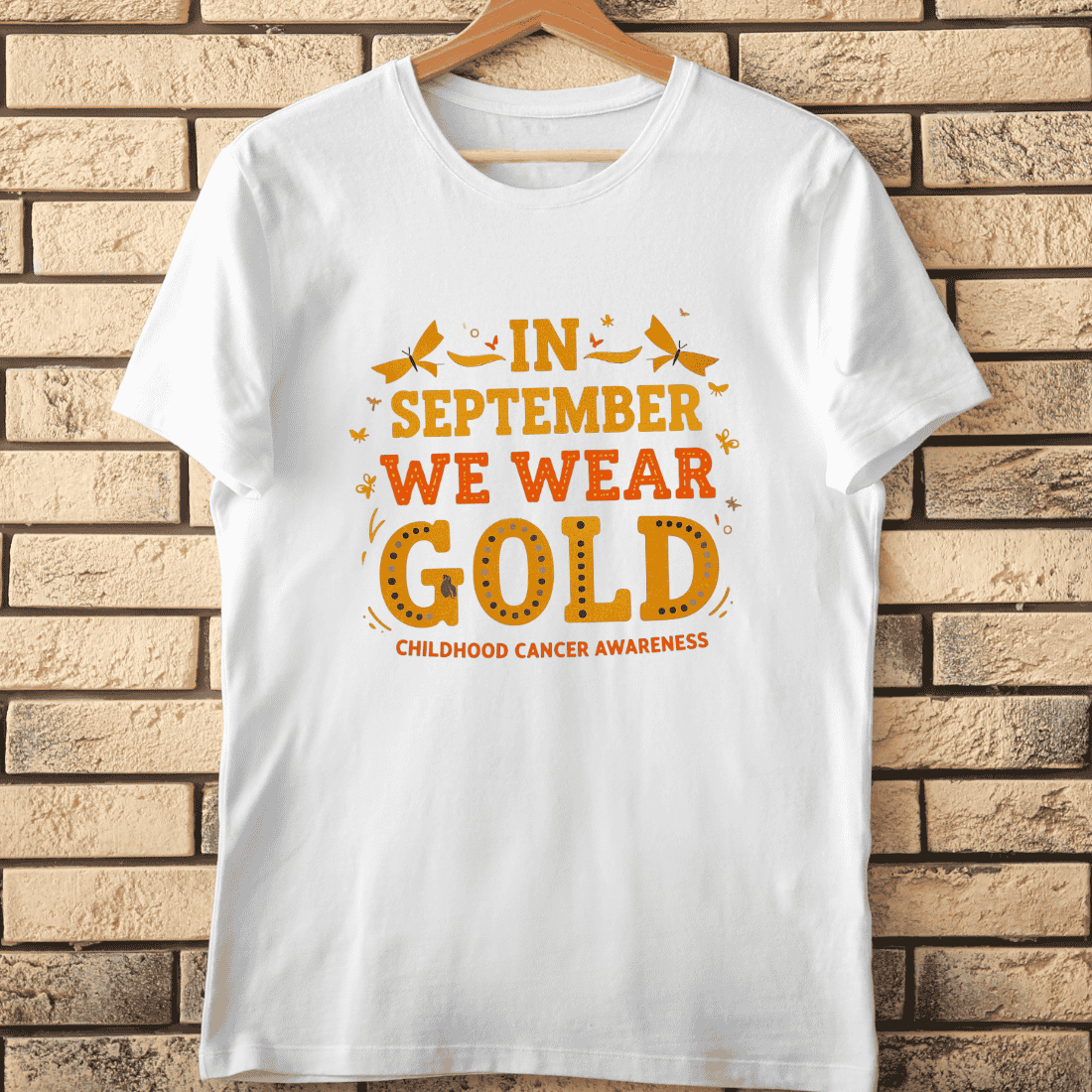 Gold for Pediatric Cancer Awareness Month T-Shirt Design cover image.