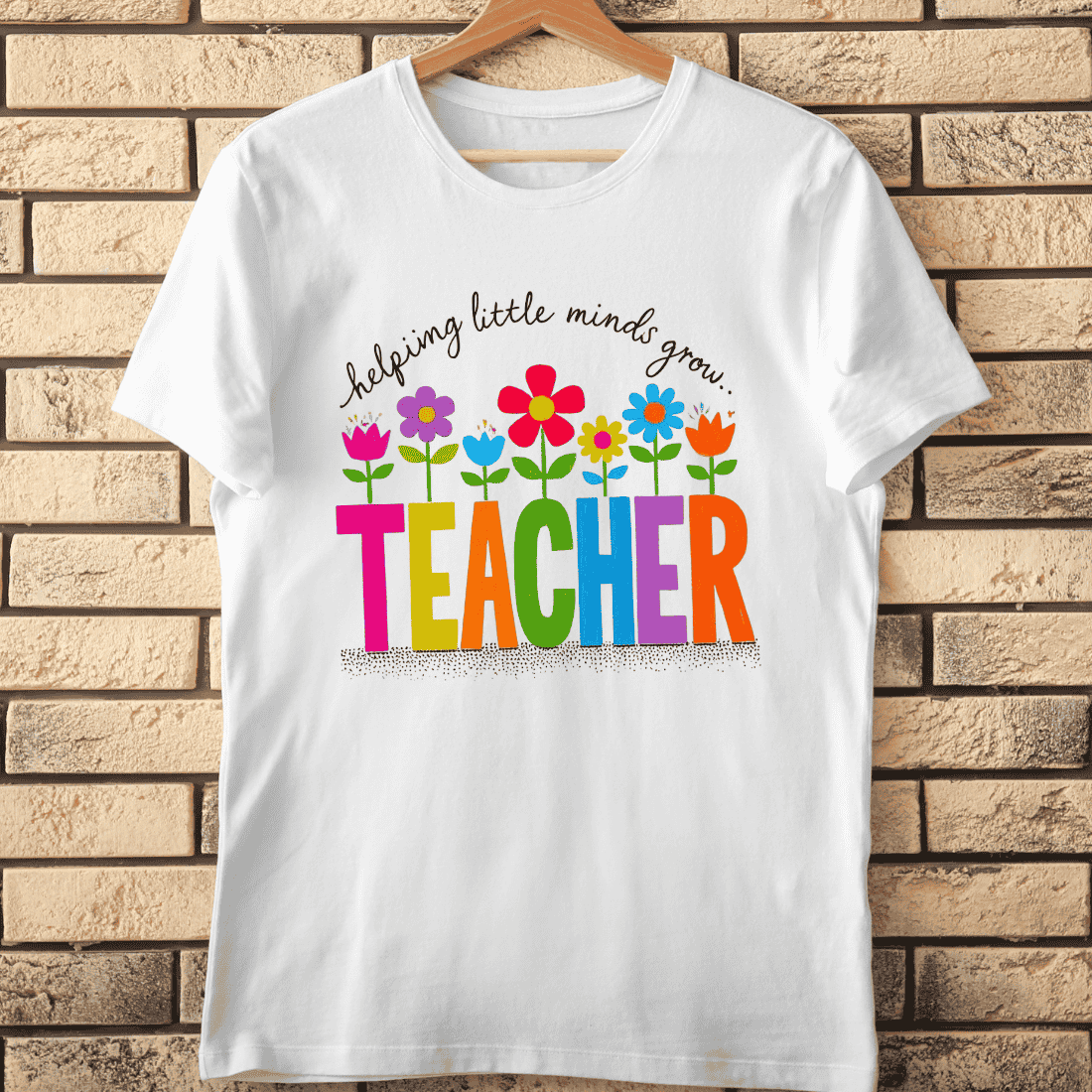 Teacher Appreciation with Flowers T-Shirt Design cover image.
