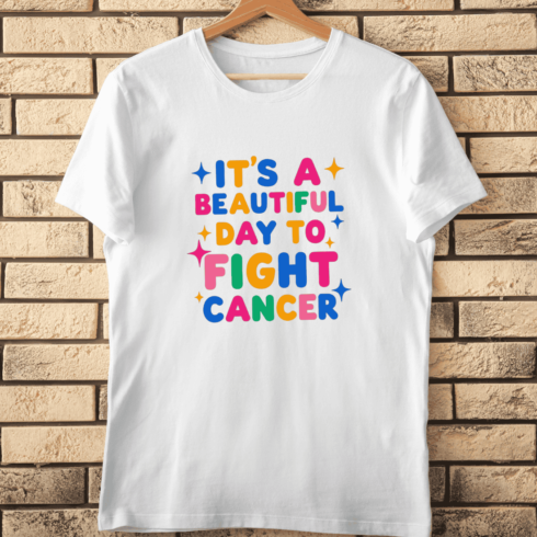 Fight Cancer Inspirational Typography T-Shirt Design cover image.