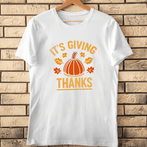 It's Giving Thanks Festive Fall Pumpkin T-Shirt Design cover image.