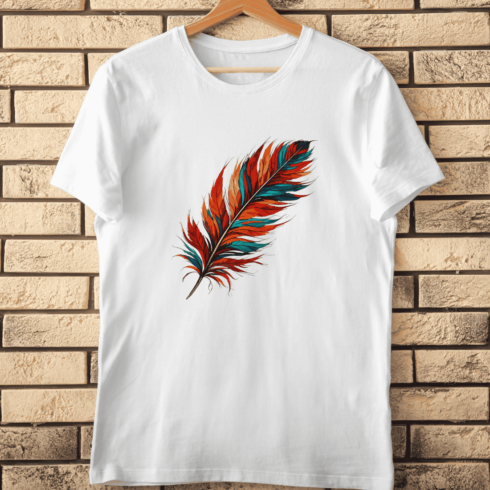 Vibrant Colorful Feather T-Shirt Design cover image.