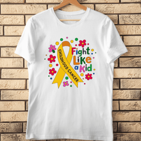 Yellow Ribbon Fight Childhood Cancer T-Shirt Design cover image.