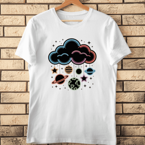 Neon Space Nursery T-Shirt Design cover image.