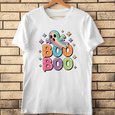 Boo Boo Rainbow Ghost T-Shirt Design cover image.