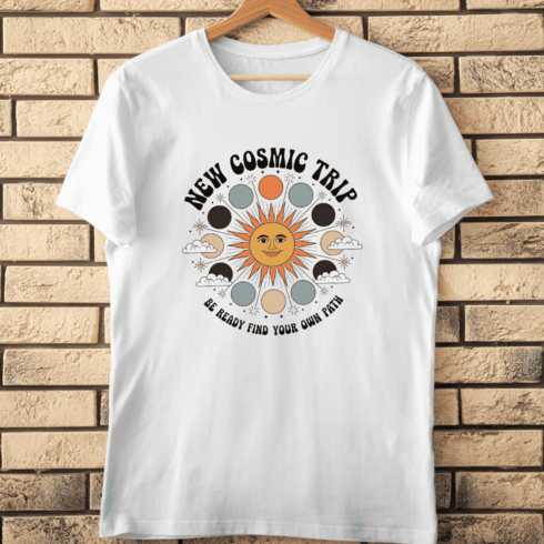 New Cosmic Trip Retro Sun PNG T-Shirt Design cover image.