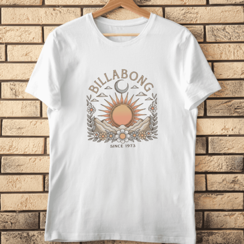 Bohemian Mountains & Flowers T-Shirt Design cover image.