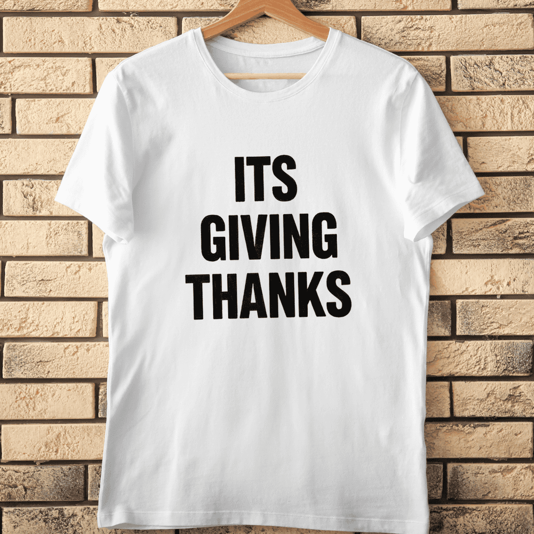 Minimalist It's Giving Thanks Thanksgiving Typography T-Shirt Design cover image.