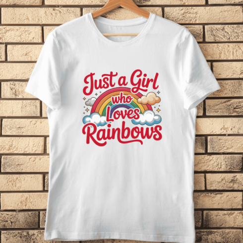 Cute Rainbow Girl PNG T-Shirt Design cover image.