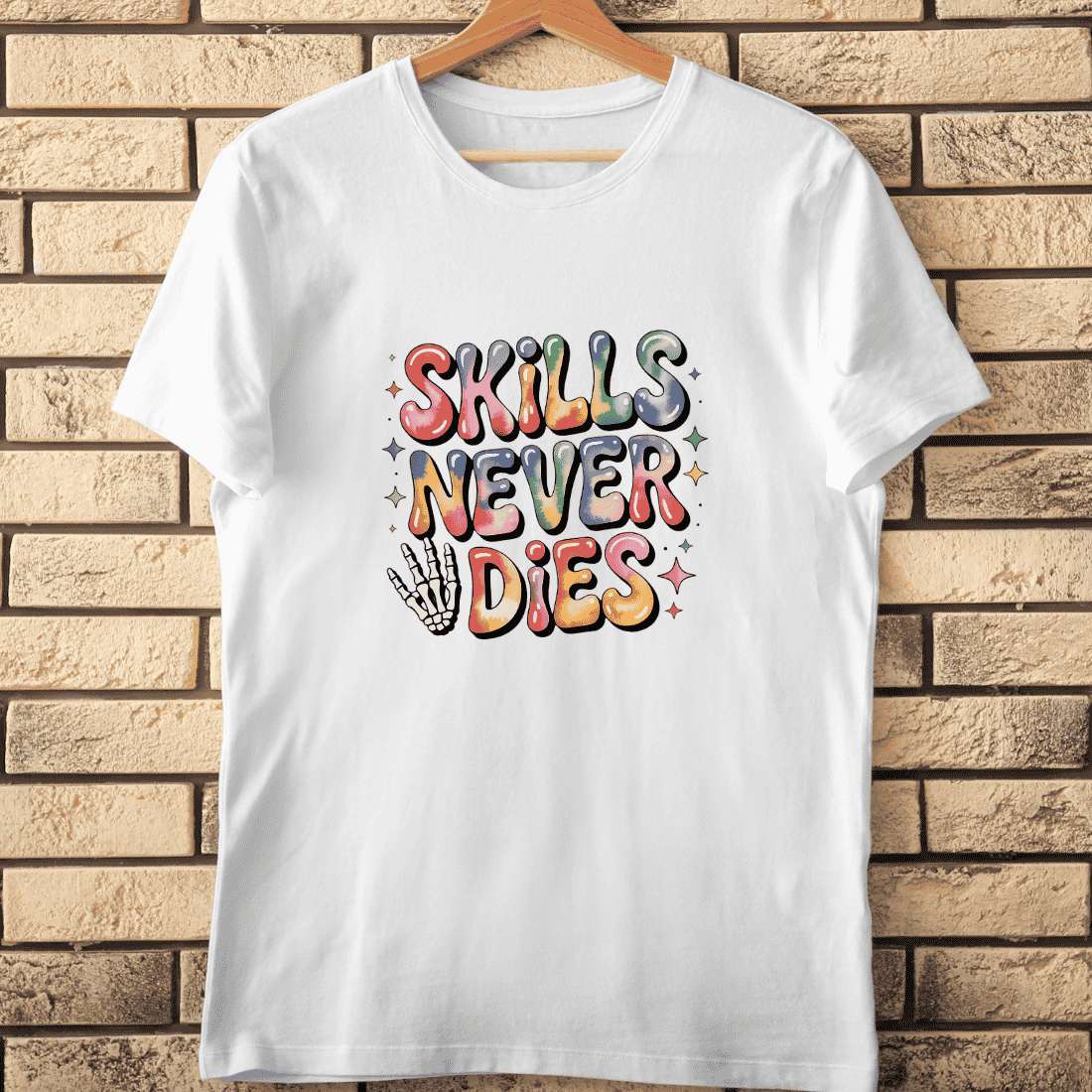 Watercolor Skills Never Dies T-Shirt Design cover image.