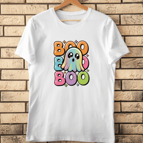 Kawaii Ghost and 'Boo Boo Boo' T-Shirt Design cover image.