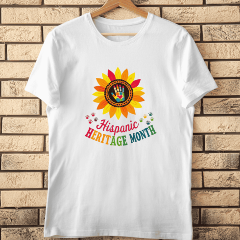 Diverse Handprint Latino Heritage Month T-Shirt Design cover image.