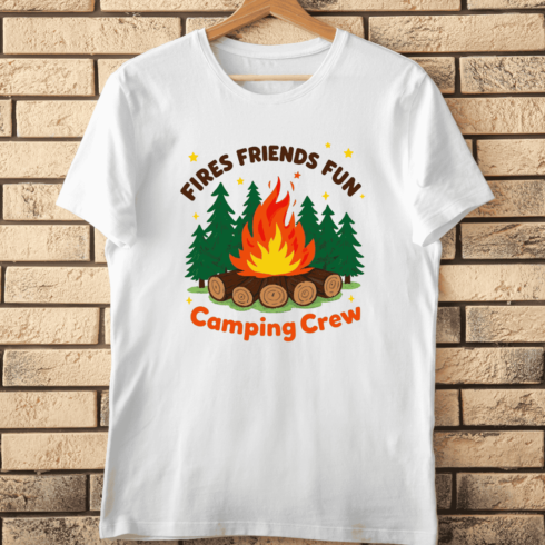 Camping Crew Campfire T-Shirt Design cover image.