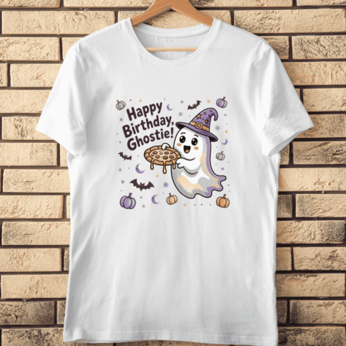 Happy Birthday Ghostie T-Shirt Design cover image.