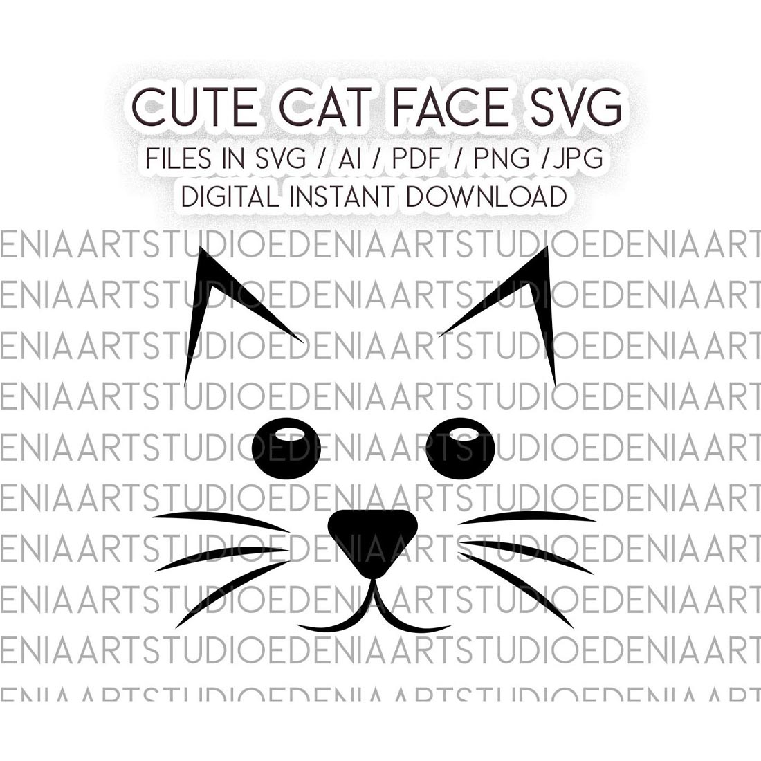Cute Cat Face SVG AI PDF Sublimation Vector Bundle cover image.