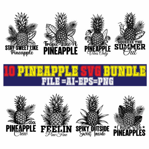 10 Pineapple SVG Bundle T-Shirt cover image.